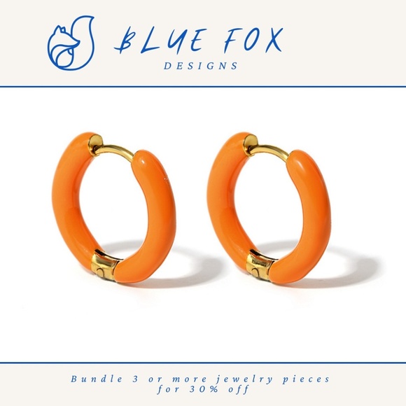 *NEW*  18K Gold Plated Stainless Steel Orange Congo Earrings (ORANGE) - Picture 1 of 5